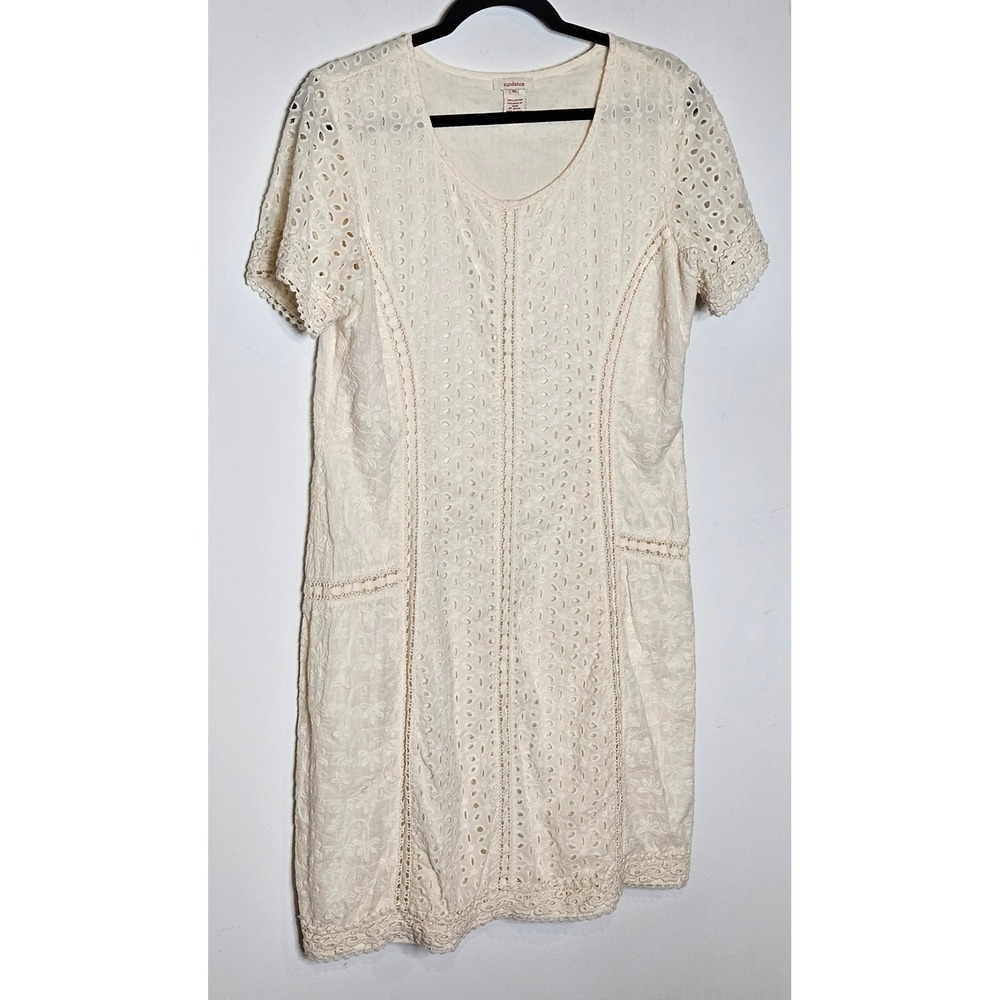 Sundance Eyelet Embroidered Dress Sz 10 White Cotton Summer Casual Boho Cottage - Picture 5 of 5
